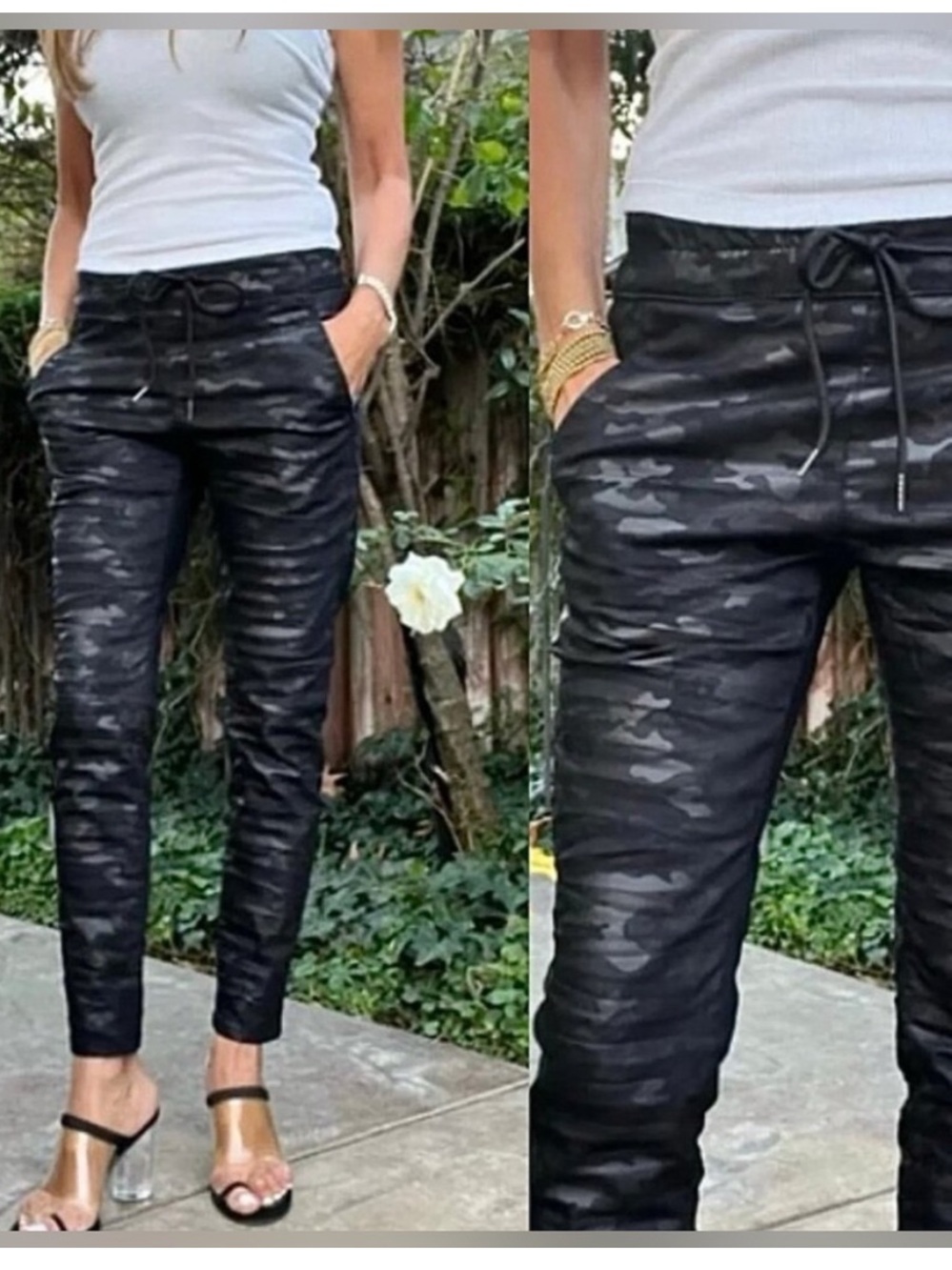 Bevy Flog size 28 Women’s Black Camo Drawstring Jogger Pants